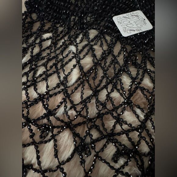 Free People 'Lil Somethin' Beaded Capelet One Size BLACK - Picture 5 of 7